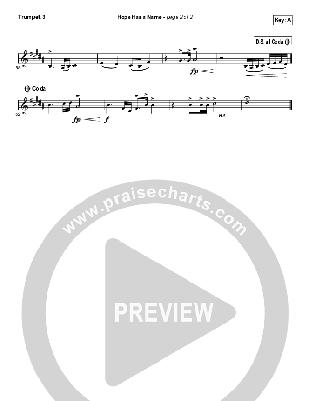 Hope Has A Name (Choral Anthem SATB) Trumpet 3 (River Valley Worship / Arr. Luke Gambill)