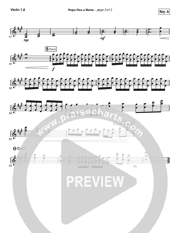 Hope Has A Name (Choral Anthem SATB) Violin 1/2 (River Valley Worship / Arr. Luke Gambill)