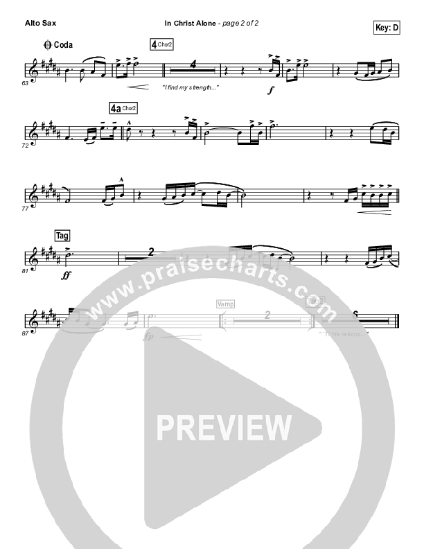 In Christ Alone (Choral Anthem SATB) Alto Sax (Kristian Stanfill / Passion / Arr. Luke Gambill)