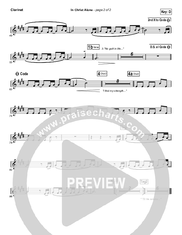 In Christ Alone (Choral Anthem SATB) Clarinet (Kristian Stanfill / Passion / Arr. Luke Gambill)