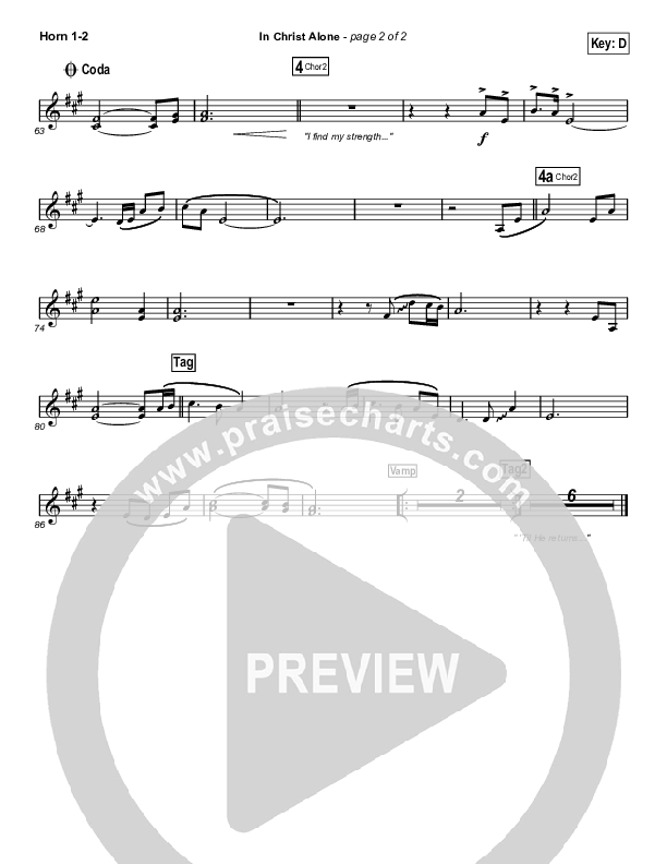 In Christ Alone (Choral Anthem SATB) French Horn 1/2 (Kristian Stanfill / Passion / Arr. Luke Gambill)