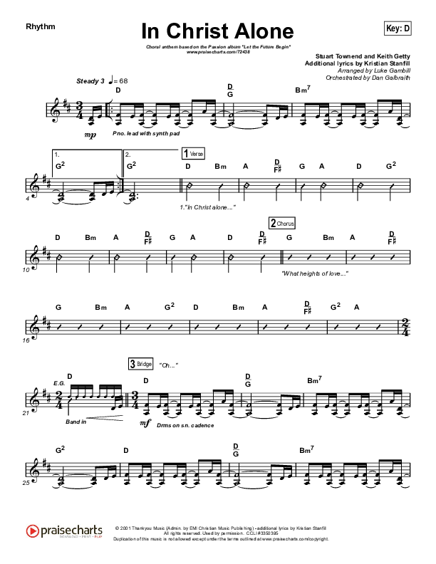 In Christ Alone (Choral Anthem SATB) Rhythm Chart (Kristian Stanfill / Passion / Arr. Luke Gambill)
