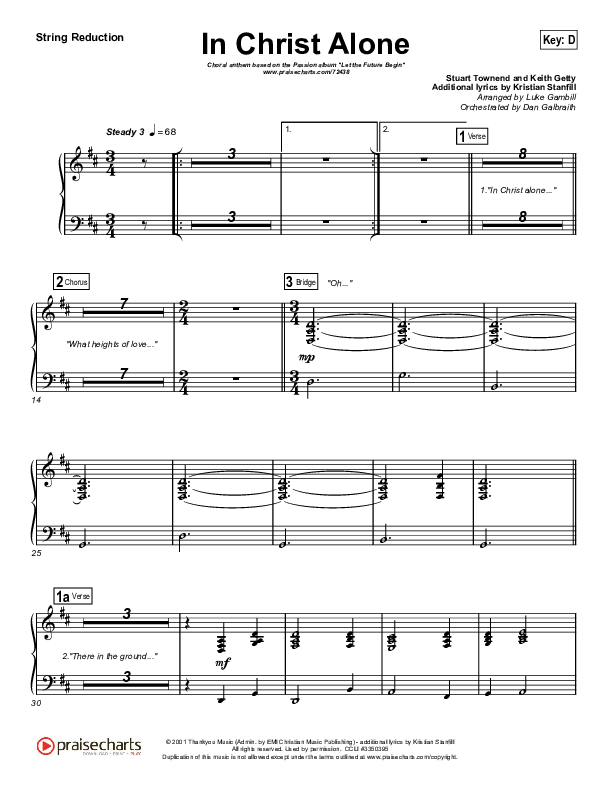 In Christ Alone (Choral Anthem SATB) String Reduction (Kristian Stanfill / Passion / Arr. Luke Gambill)
