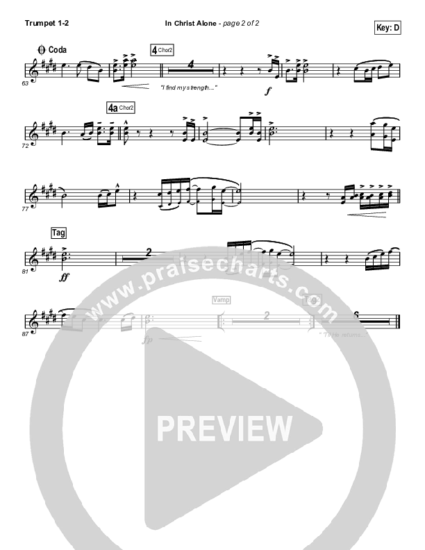 In Christ Alone (Choral Anthem SATB) Trumpet 1,2 (Kristian Stanfill / Passion / Arr. Luke Gambill)