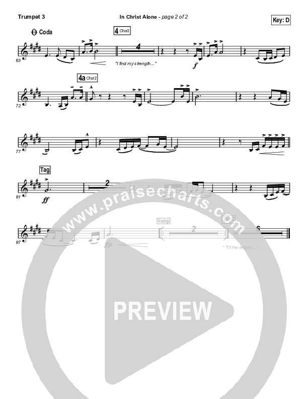 In Christ Alone (Choral Anthem SATB) Trumpet 3 (Kristian Stanfill / Passion / Arr. Luke Gambill)