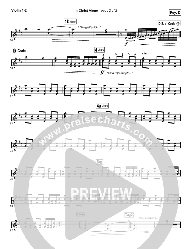 In Christ Alone (Choral Anthem SATB) Violin 1/2 (Kristian Stanfill / Passion / Arr. Luke Gambill)