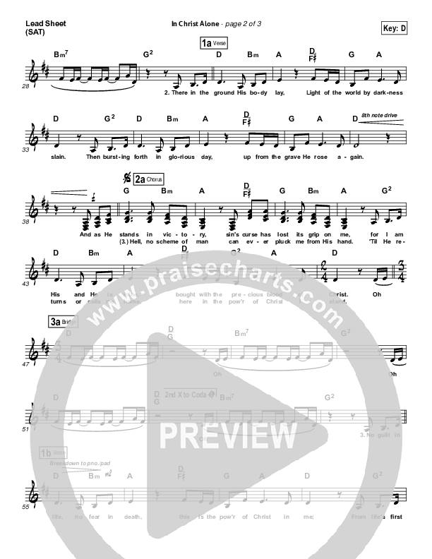 In Christ Alone (Choral Anthem SATB) Lead Sheet (SAT) (Kristian Stanfill / Passion / Arr. Luke Gambill)