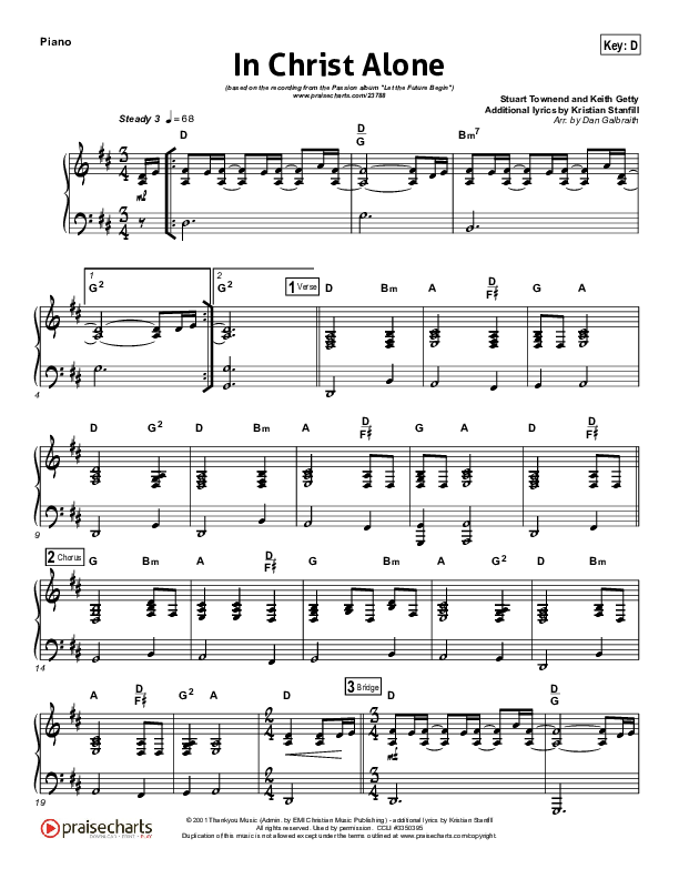 In Christ Alone (Choral Anthem SATB) Piano Sheet (Kristian Stanfill / Passion / Arr. Luke Gambill)