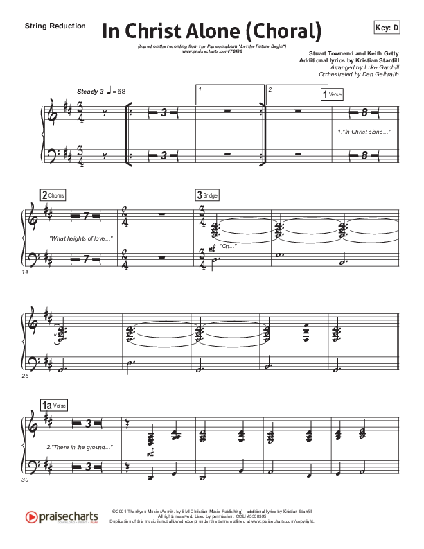 In Christ Alone (Choral Anthem SATB) String Pack (Kristian Stanfill / Passion / Arr. Luke Gambill)