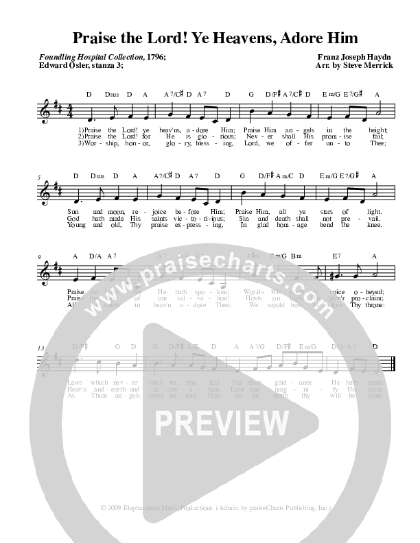 Praise The Lord Ye Heavens Adore Him Lead Sheet (Stephen Merrick)