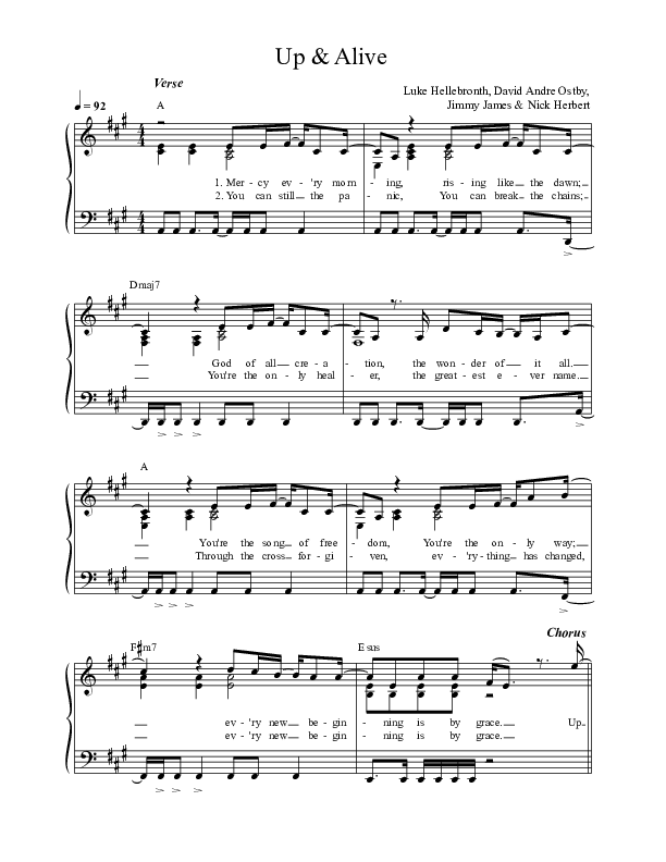 Up And Alive Choir Sheet (SATB) (Luke + Anna Hellebronth)