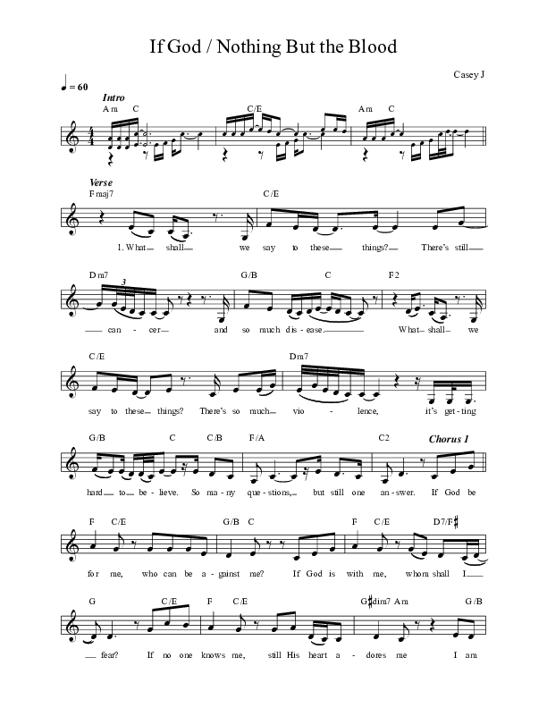 If God (Nothing But The Blood) Lead Sheet (Casey J)