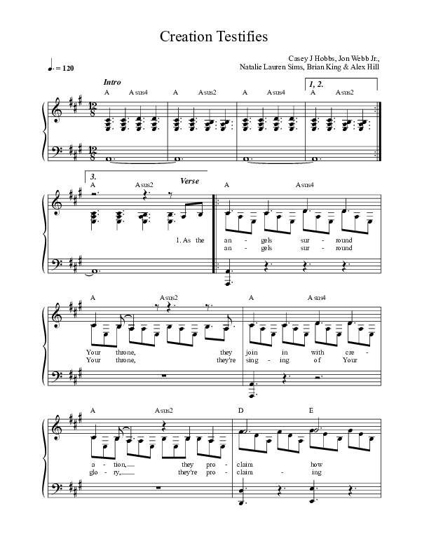 Creation Testifies Choir Sheet (SATB) (Casey J)