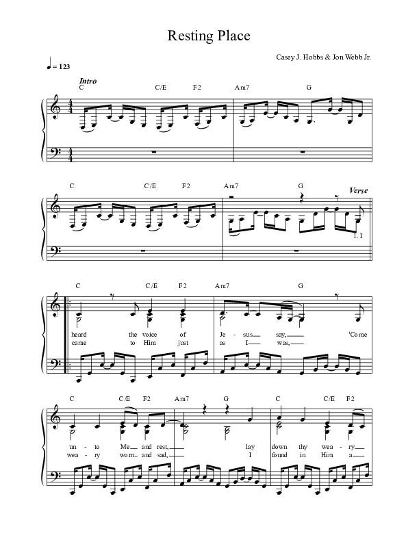 Resting Place Choir Sheet (SATB) (Casey J)