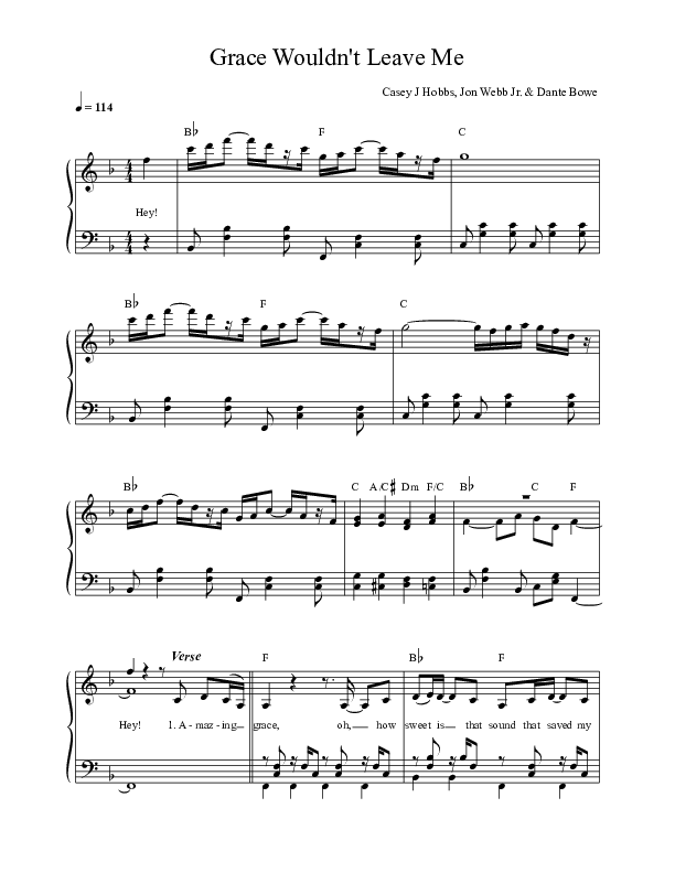 Grace Wouldn't Leave Me Choir Sheet (SATB) (Casey J)