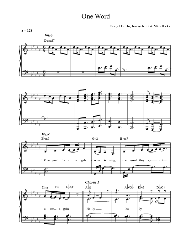One Word Choir Sheet (SATB) (Casey J)
