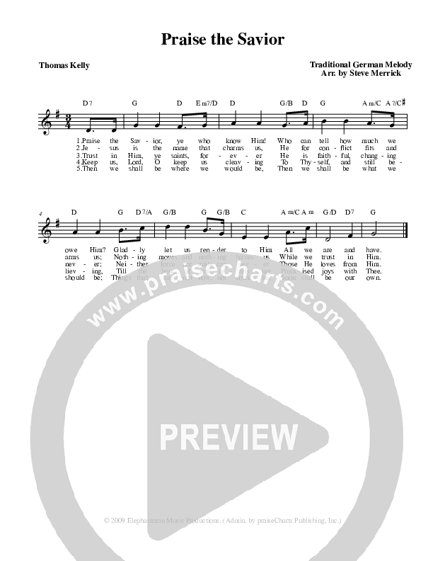 Praise The Savior Lead Sheet (Stephen Merrick)