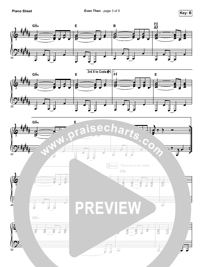 Even Then Piano Sheet (No Vocals) - Micah Tyler | PraiseCharts