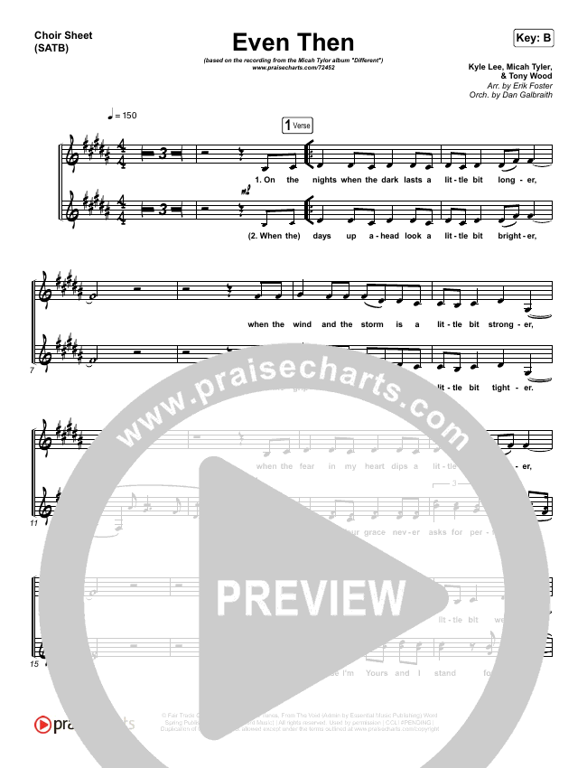 Even Then Choir Sheet (SATB) - Micah Tyler | PraiseCharts