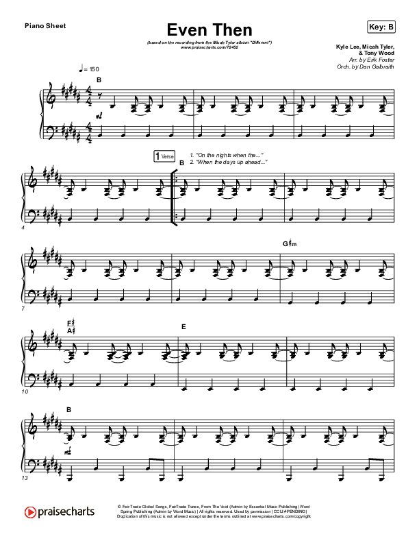 Even Then Piano Sheet (Micah Tyler)