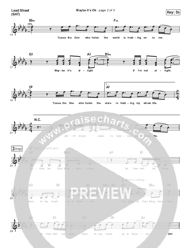 Maybe It's Ok Lead Sheet (SAT) (We Are Messengers)