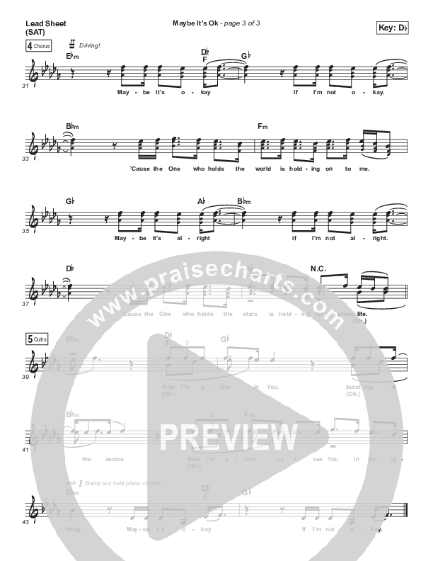 Maybe It's Ok Lead Sheet (SAT) (We Are Messengers)