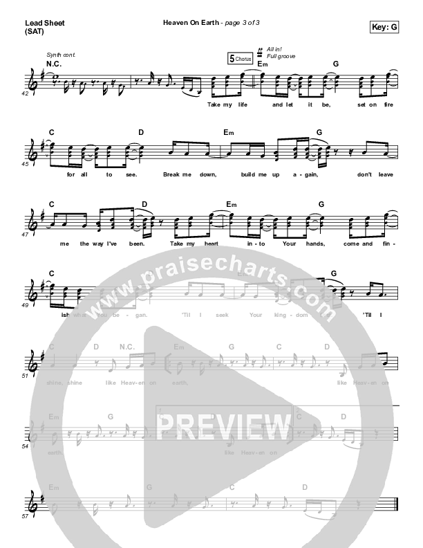 Heaven On Earth Lead Sheet (SAT) (Stars Go Dim)