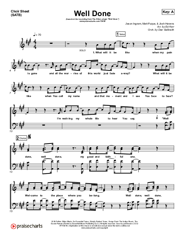 Well Done Choir Sheet (SATB) (The Afters)
