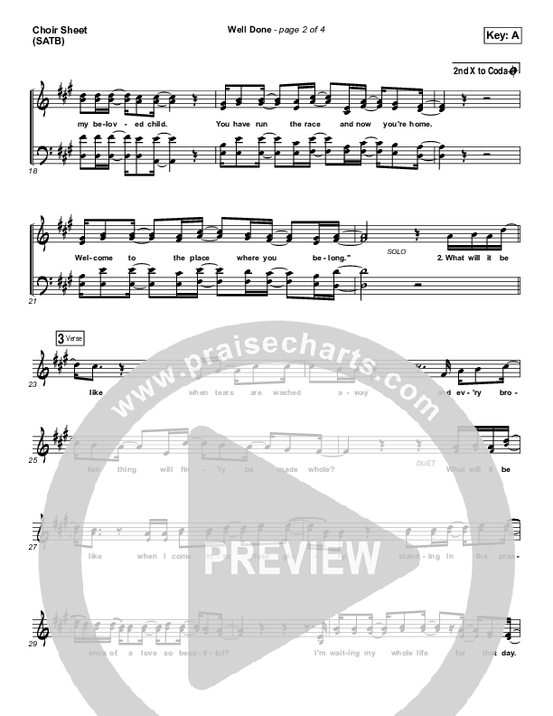 Well Done Choir Sheet (SATB) (The Afters)