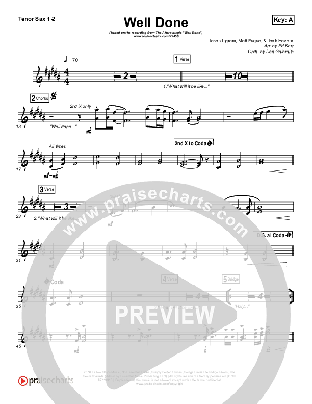 Well Done Tenor Sax 1/2 (The Afters)