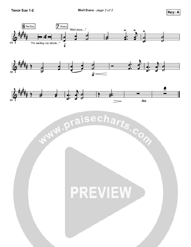 Well Done Tenor Sax 1/2 (The Afters)