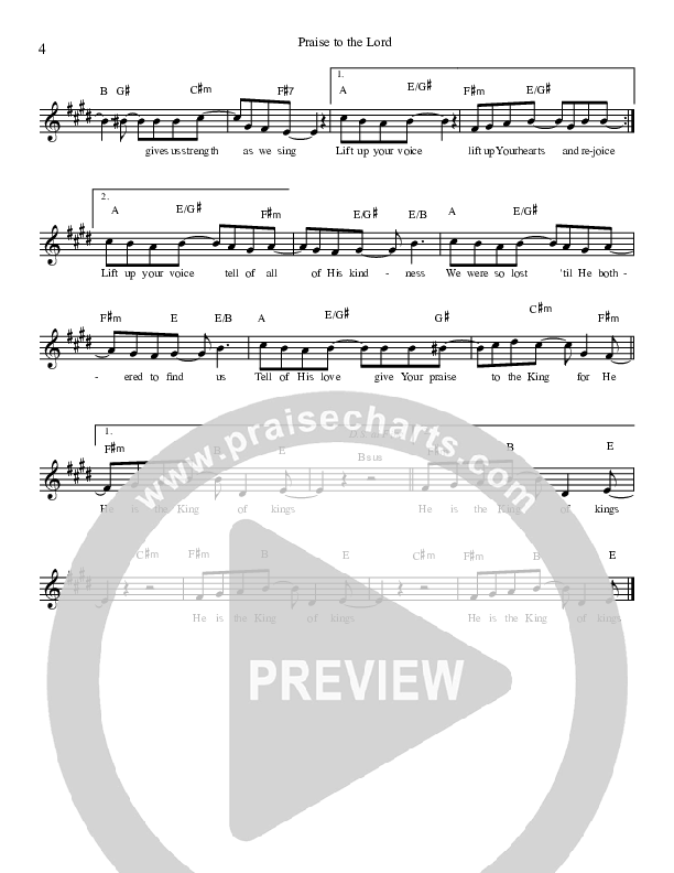 Praise To The Lord The Almighty Lead Sheet (Stephen Merrick)