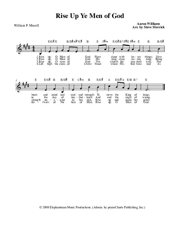 Rise Up Ye Men Of God Lead Sheet (Stephen Merrick)