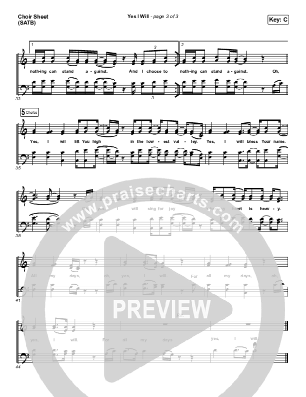 Yes I Will (Studio) Choir Vocals (SATB) (Vertical Worship)