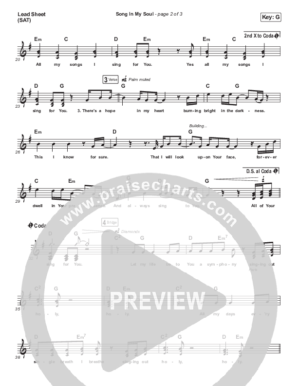 Song In My Soul Lead Sheet (SAT) (Phil Wickham)