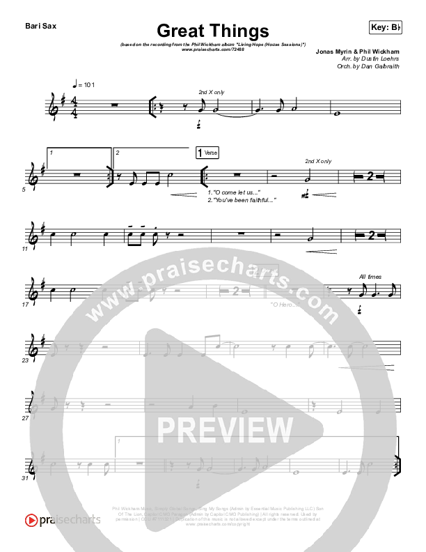 Great Things Bari Sax (Phil Wickham)