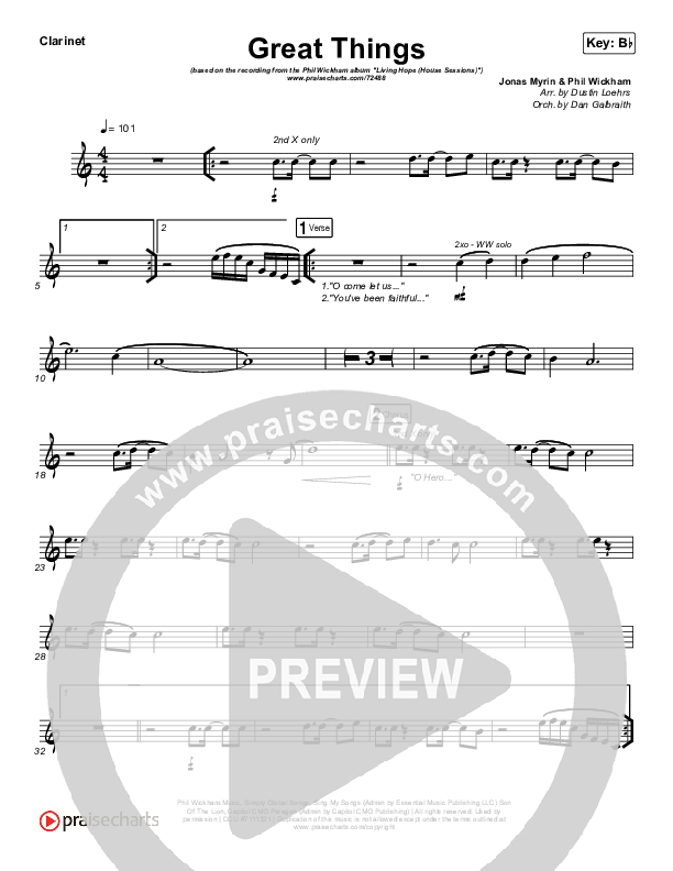 Great Things Clarinet (Phil Wickham)