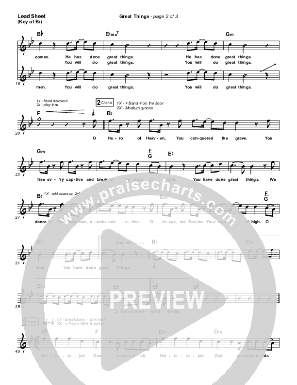 Great Things Lead Sheet (Melody) (Phil Wickham)