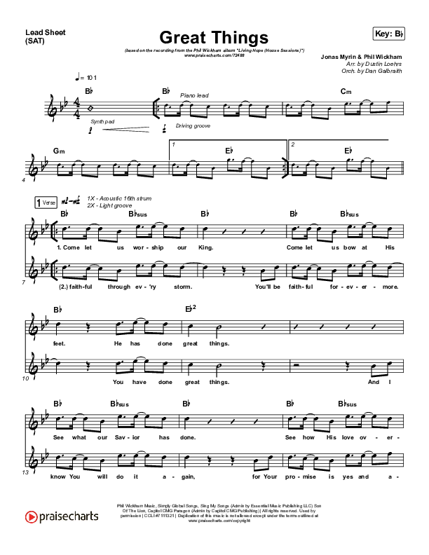 Great Things Lead Sheet (SAT) (Phil Wickham)