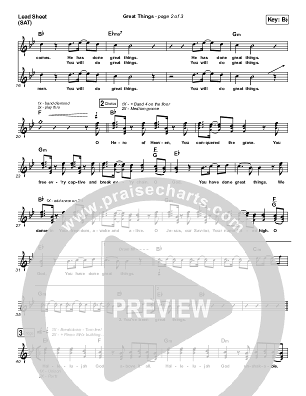 Great Things Lead Sheet (SAT) (Phil Wickham)