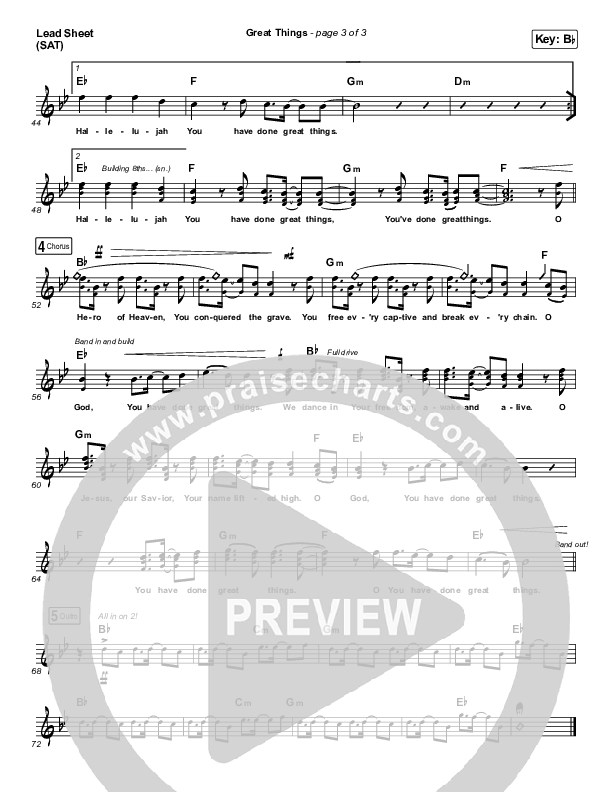 Great Things Lead Sheet (SAT) (Phil Wickham)