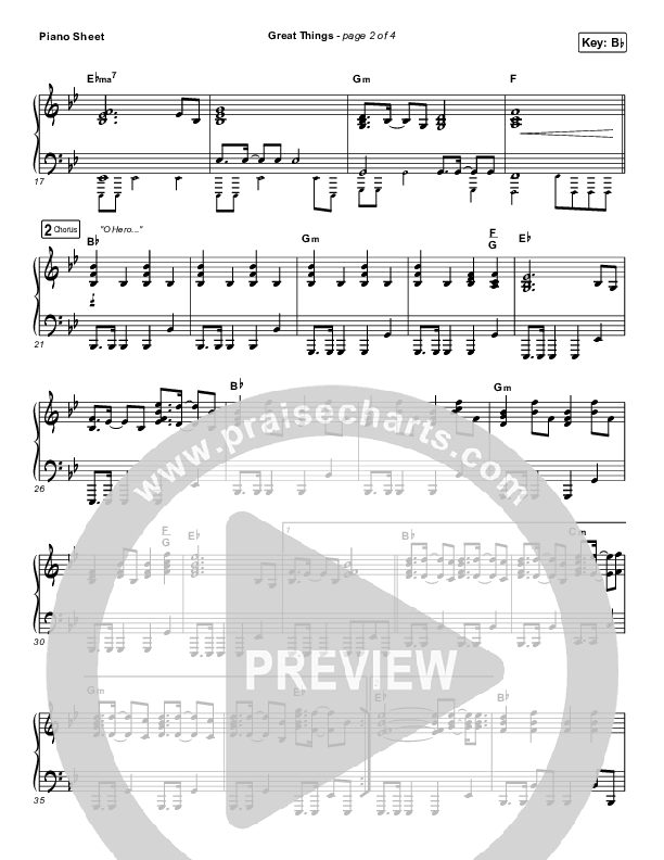 Great Things Piano Sheet (Phil Wickham)