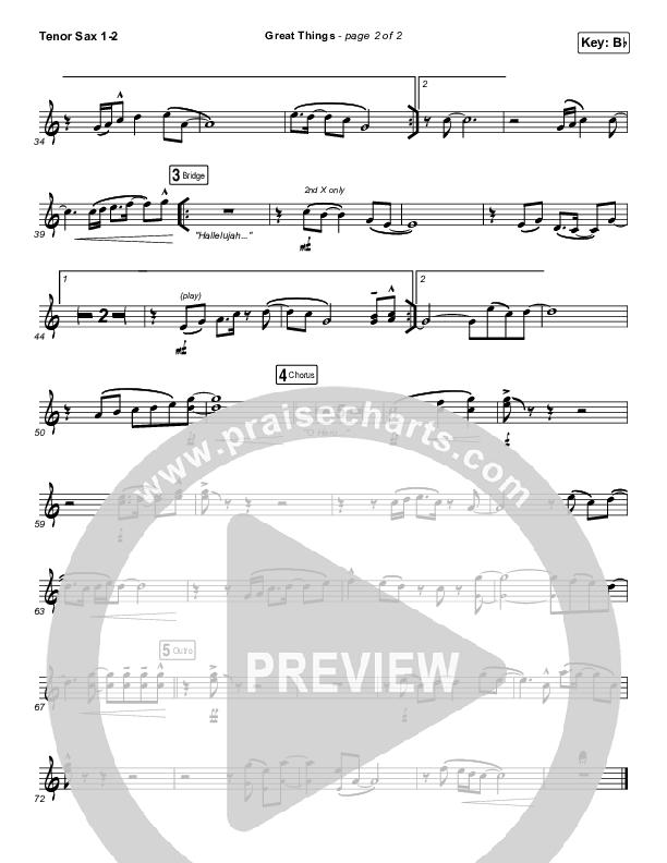 Great Things Tenor Sax 1/2 (Phil Wickham)