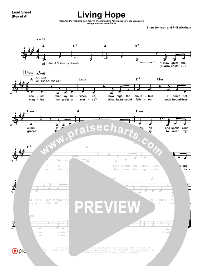 Living Hope Lead Sheet (Melody) - Phil Wickham | PraiseCharts