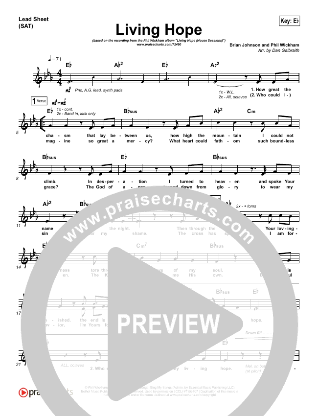 Living Hope Sheet Music PDF (Phil Wickham) - PraiseCharts