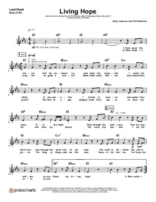 Living Hope Lead Sheet (Melody) (Phil Wickham)