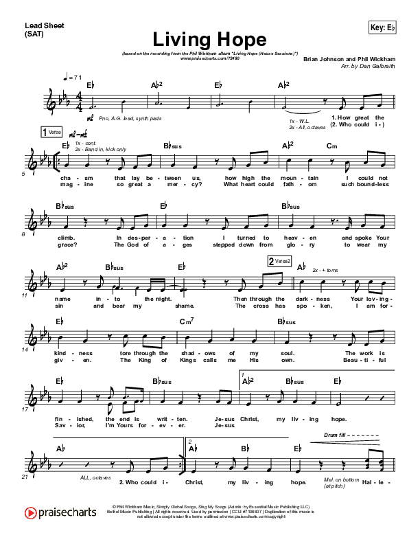 Living Hope Lead Sheet (SAT) (Phil Wickham)