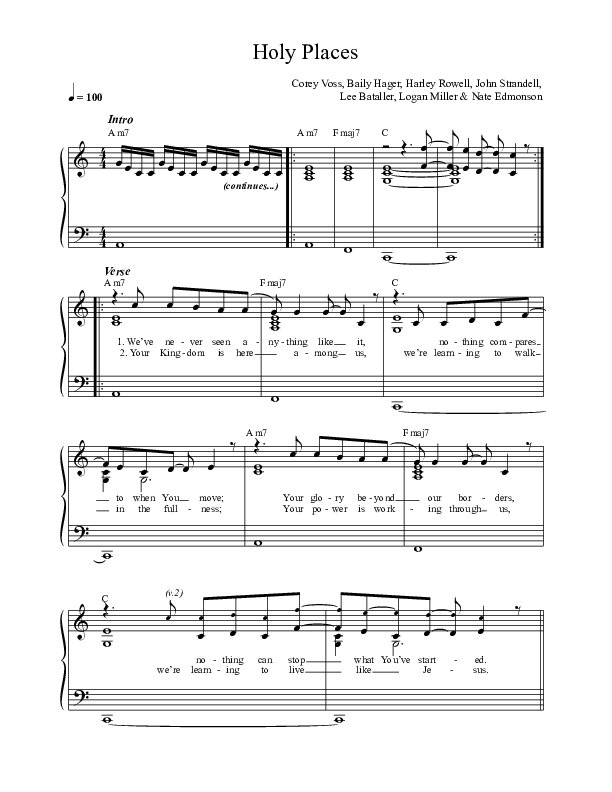 Holy Places Lead Sheet (Corey Voss / Madison Street Worship / Harley Rowell)
