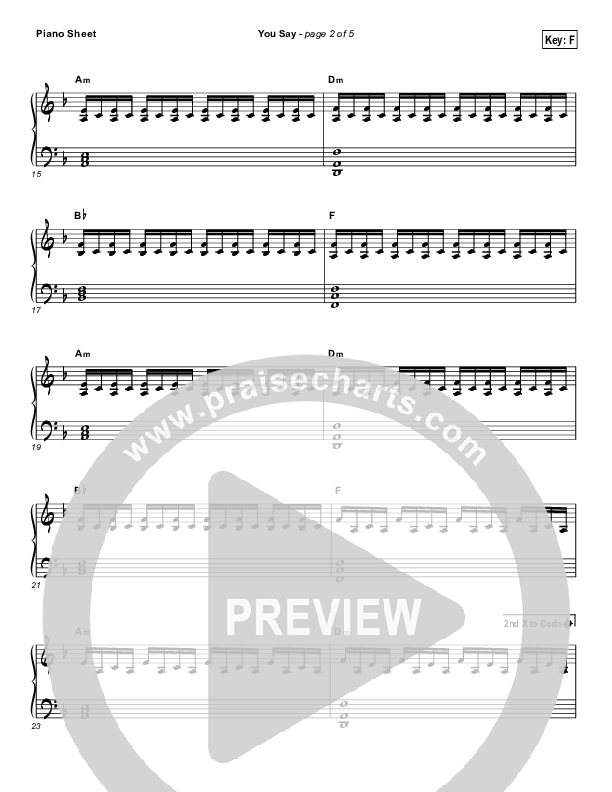 You Say (Piano) Piano Sheet (Lauren Daigle)