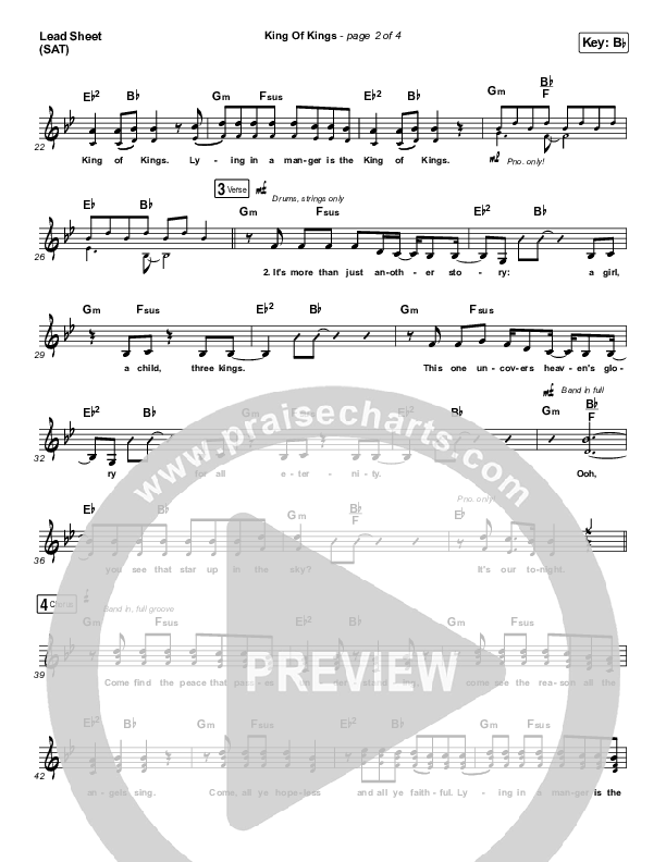 King Of Kings Lead Sheet (SAT) (Brandon Heath)